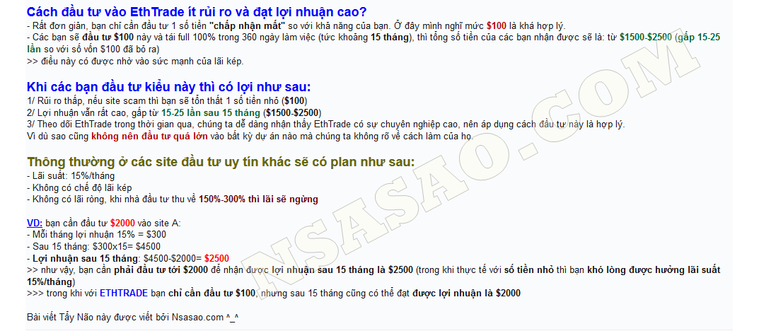 Cách đầu tư vào EthTrade ít rủi ro và đạt lợi nhuận cao?